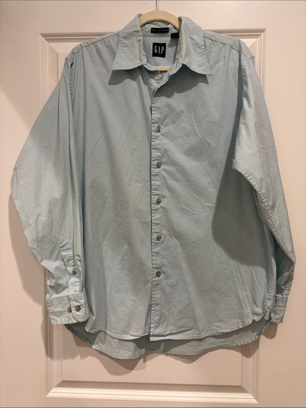 GAP Stretch Men's Pale Blue Casual Button-Down Shirt, M